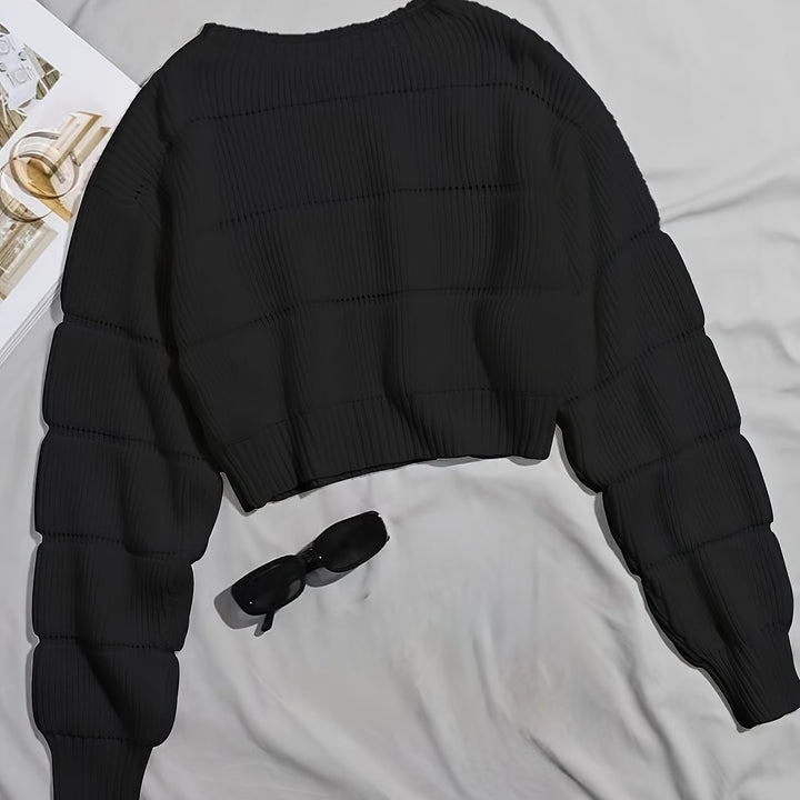 Kvinnor strukturerad cropped stickad topp Mirla-Eva Jonsson