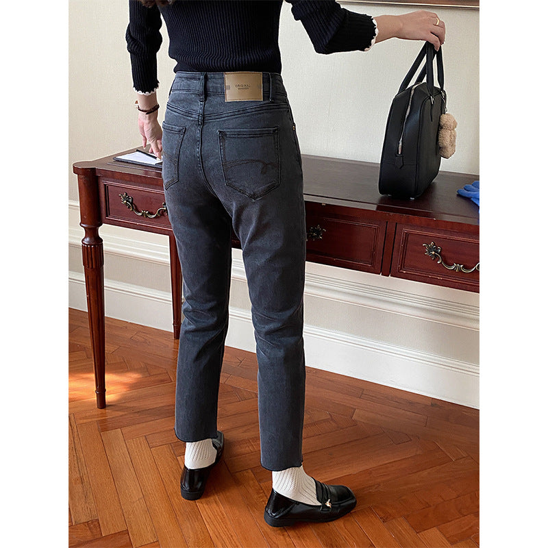 Kvinnor tidlösa hög midja denimbyxor med slim fit Mirla-Eva Jonsson