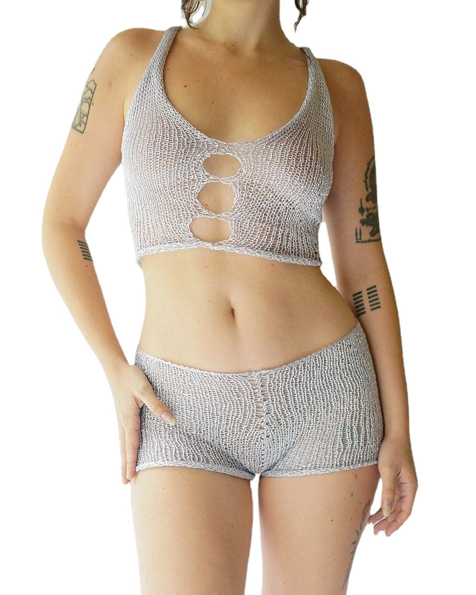Kvinnor transparent nät-top och shorts-set Mirla-Eva Jonsson