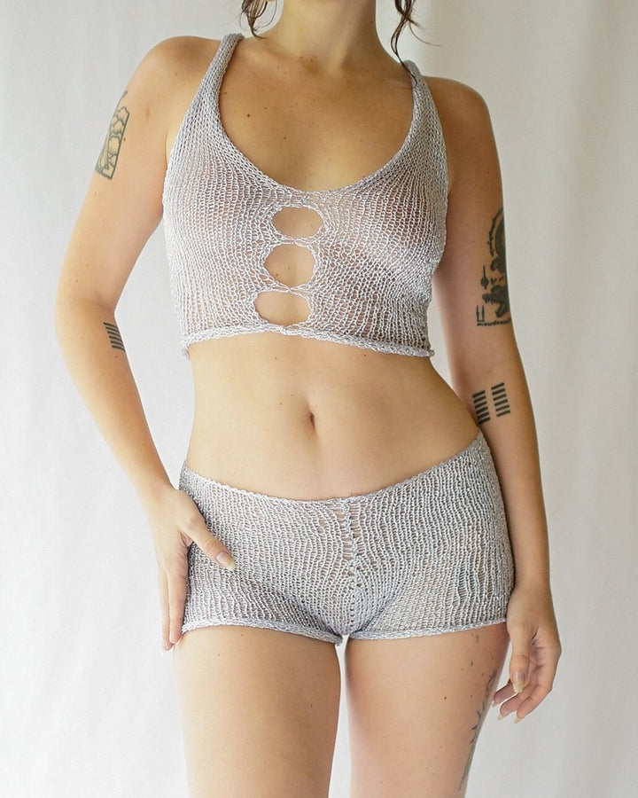 Kvinnor transparent nät-top och shorts-set Mirla-Eva Jonsson