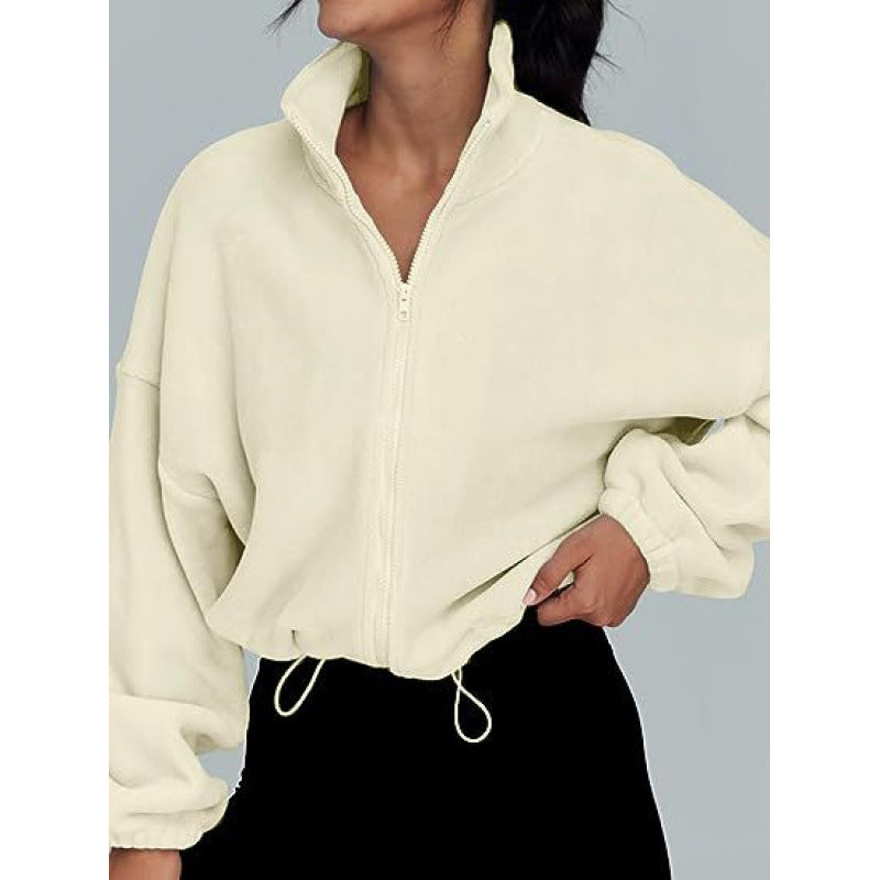 Kvinnor trendy Oversize-dragkedjetröja med hög krage och dragsko Mirla-Eva Jonsson