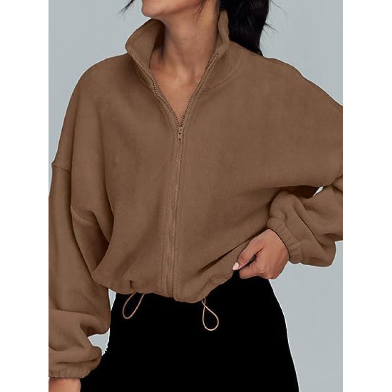 Kvinnor trendy Oversize-dragkedjetröja med hög krage och dragsko Mirla-Eva Jonsson