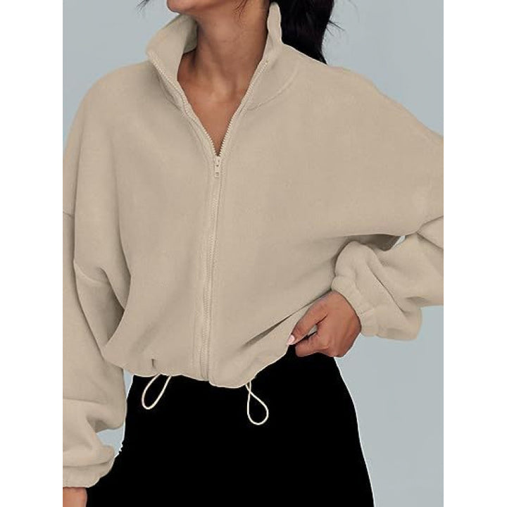 Kvinnor trendy Oversize-dragkedjetröja med hög krage och dragsko Mirla-Eva Jonsson