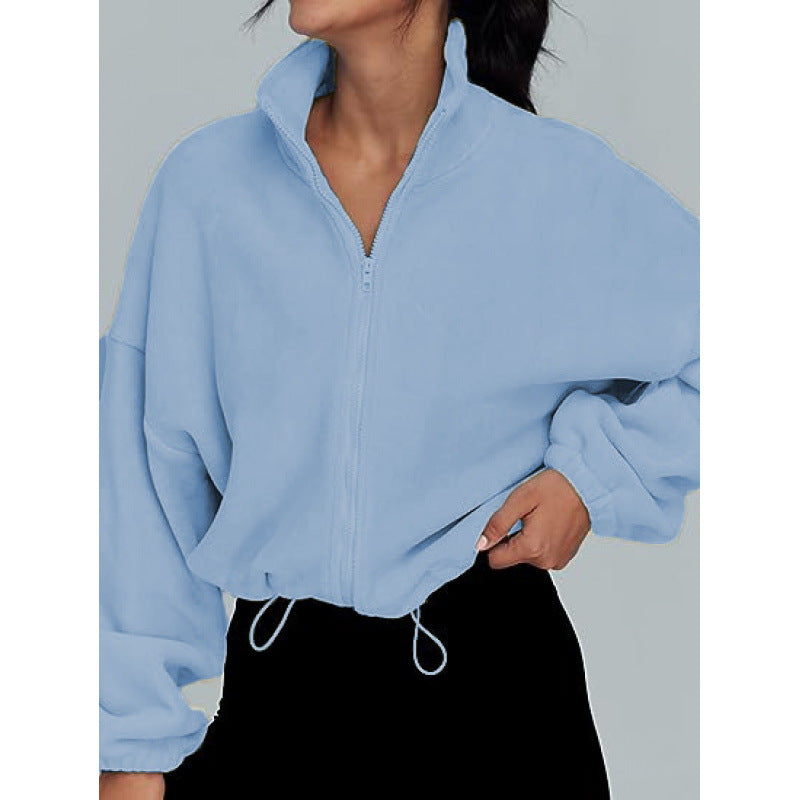 Kvinnor trendy Oversize-dragkedjetröja med hög krage och dragsko Mirla-Eva Jonsson