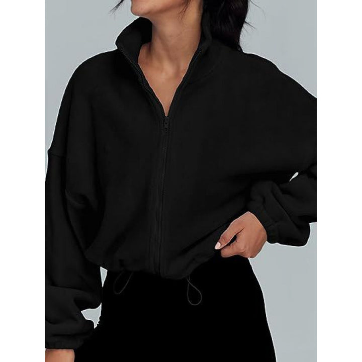 Kvinnor trendy Oversize-dragkedjetröja med hög krage och dragsko Mirla-Eva Jonsson