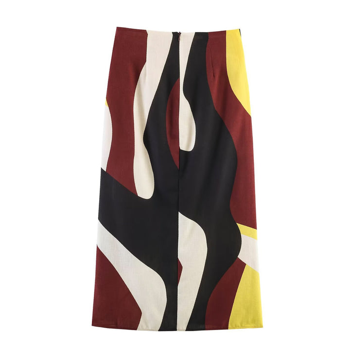 Kvinnor wrap skirt med modern grafisk design och elegant midjeinsats Mirla-Eva Jonsson