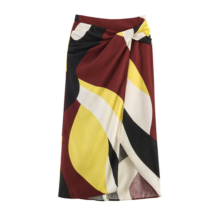 Kvinnor wrap skirt med modern grafisk design och elegant midjeinsats Mirla-Eva Jonsson