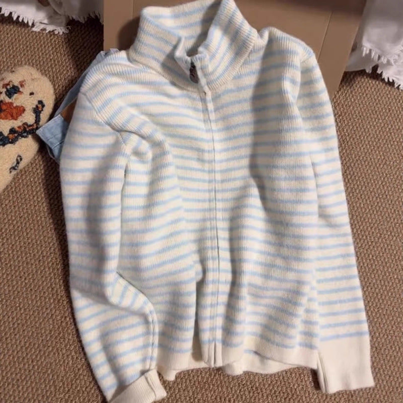 Kvinnors ¼-zip quiltad pullover med fin randtextur Mirla-Eva Jonsson