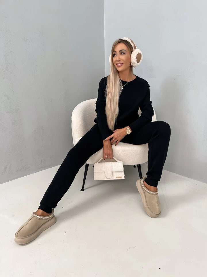 Kvinnors Bekväma Fleece Lounge Set med Elastisk Midja och Mjukt Material Mirla-Eva Jonsson