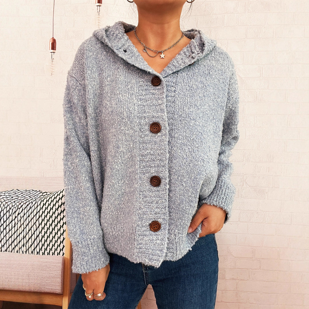 Kvinnors Bekväma Kofta med Huva och Knapdetails Mirla-Eva Jonsson