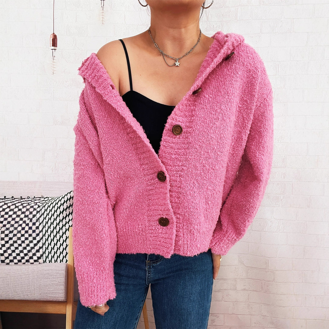 Kvinnors Bekväma Kofta med Huva och Knapdetails Mirla-Eva Jonsson