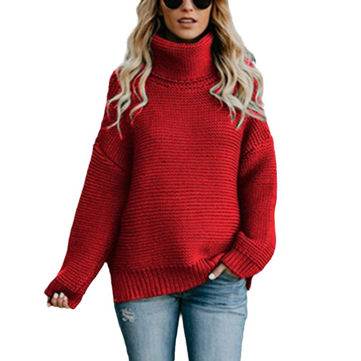 Kvinnors Bekväma Stickad Tröja med Hög Krage och Textur Mirla-Eva Jonsson