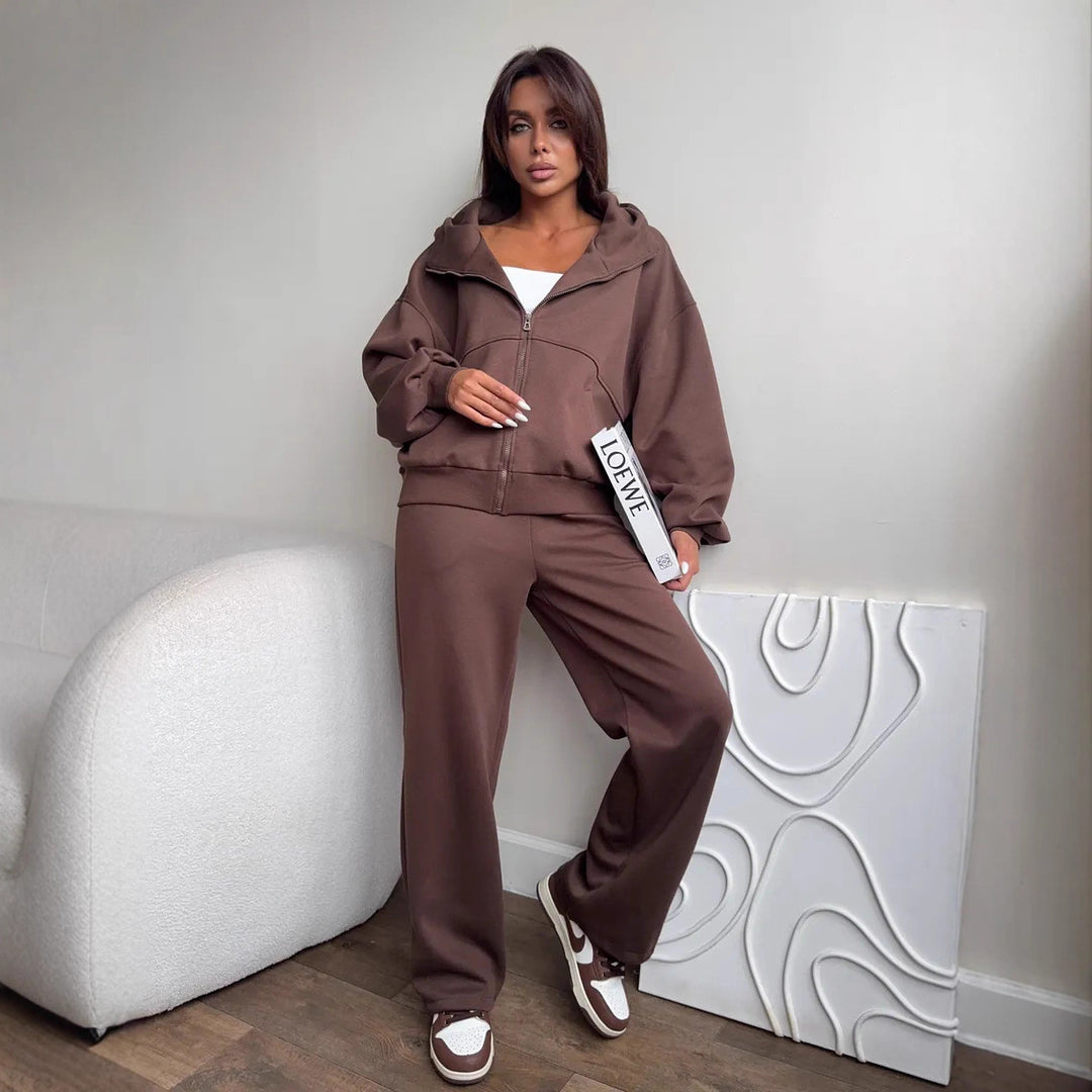 Kvinnors Bekväma Sweat Jacket och Joggingbyxor Set Mirla-Eva Jonsson