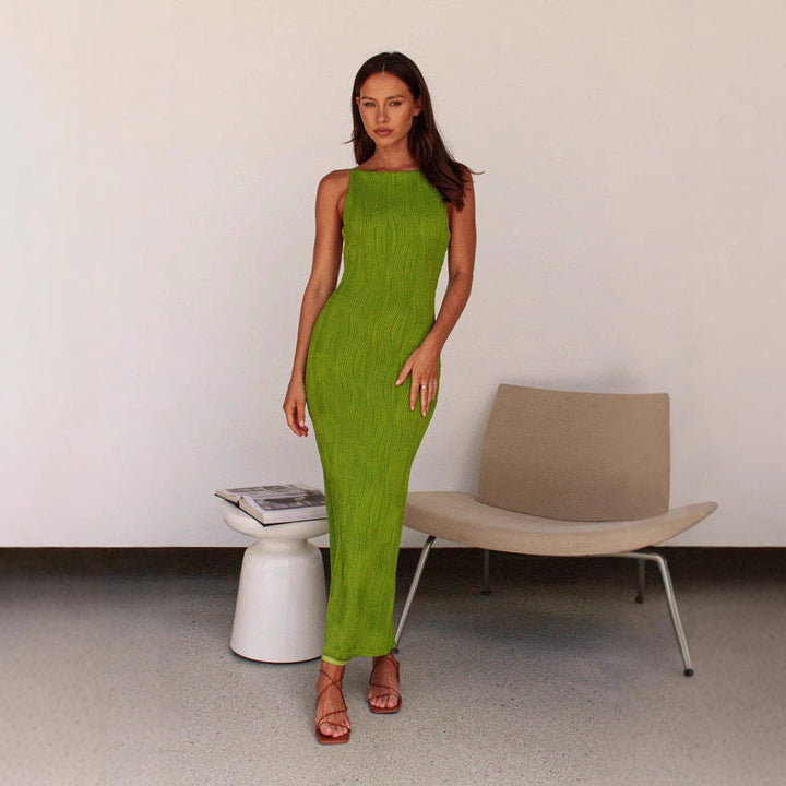 Kvinnors Bodycon Maxi Klänning i Modern Randig Design Mirla-Eva Jonsson