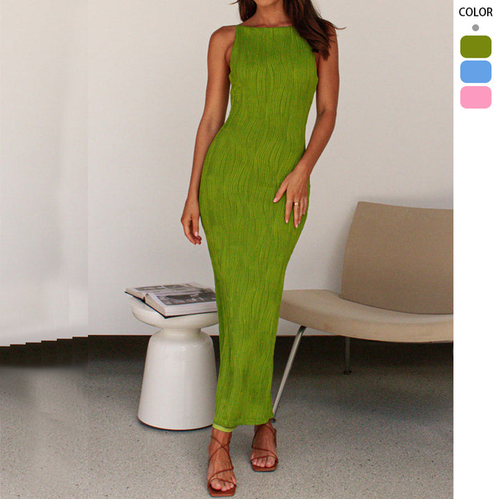 Kvinnors Bodycon Maxi Klänning i Modern Randig Design Mirla-Eva Jonsson