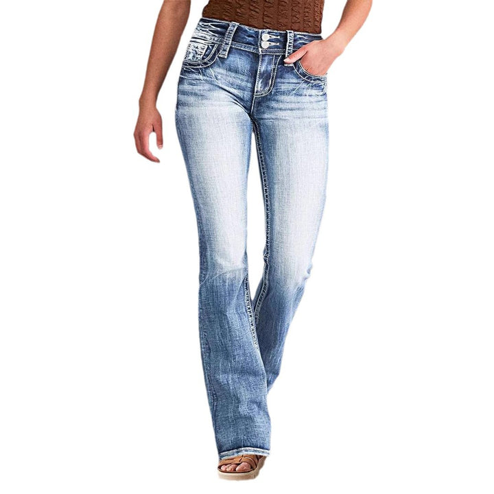 Kvinnors Bootcut Jeans med Hög Midja och Avslappnad Vintage Look Mirla-Eva Jonsson