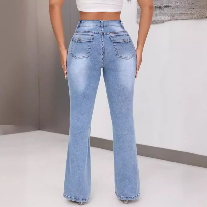 Kvinnors Bootcut Jeans med Hög Midja och Unik Design Mirla-Eva Jonsson