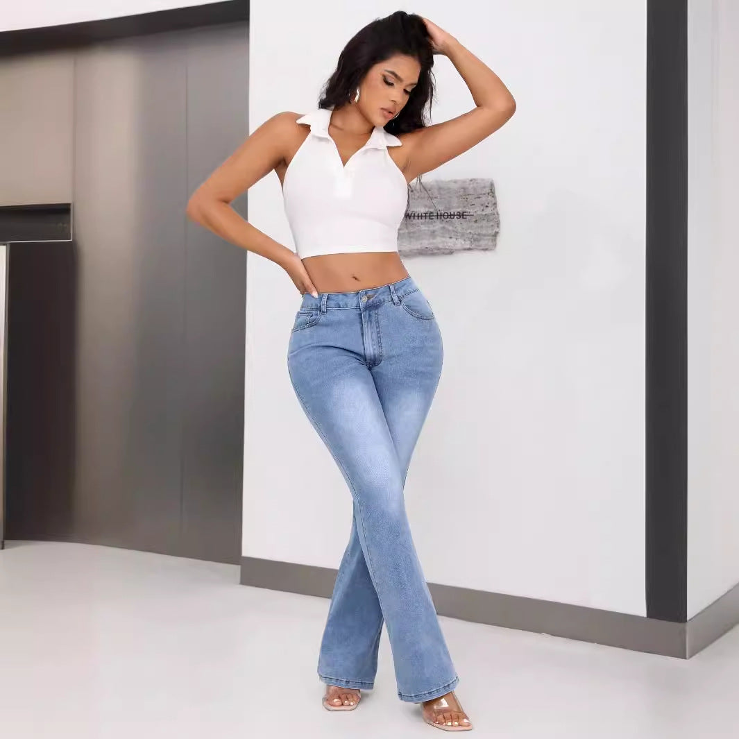 Kvinnors Bootcut Jeans med Hög Midja och Unik Design Mirla-Eva Jonsson
