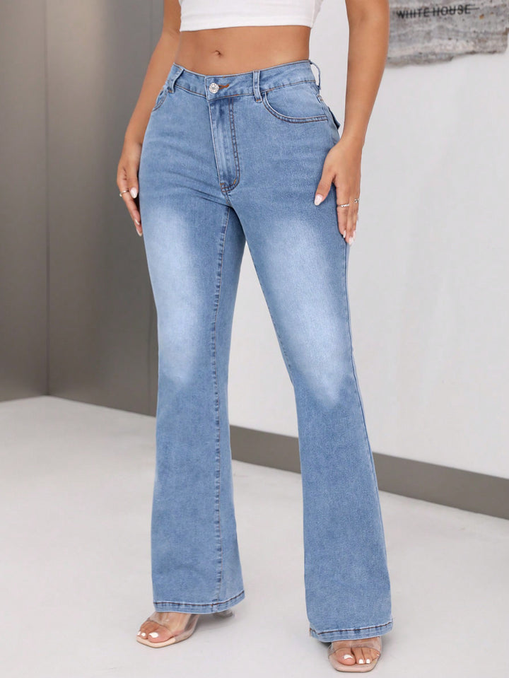 Kvinnors Bootcut Jeans med Hög Midja och Unik Design Mirla-Eva Jonsson