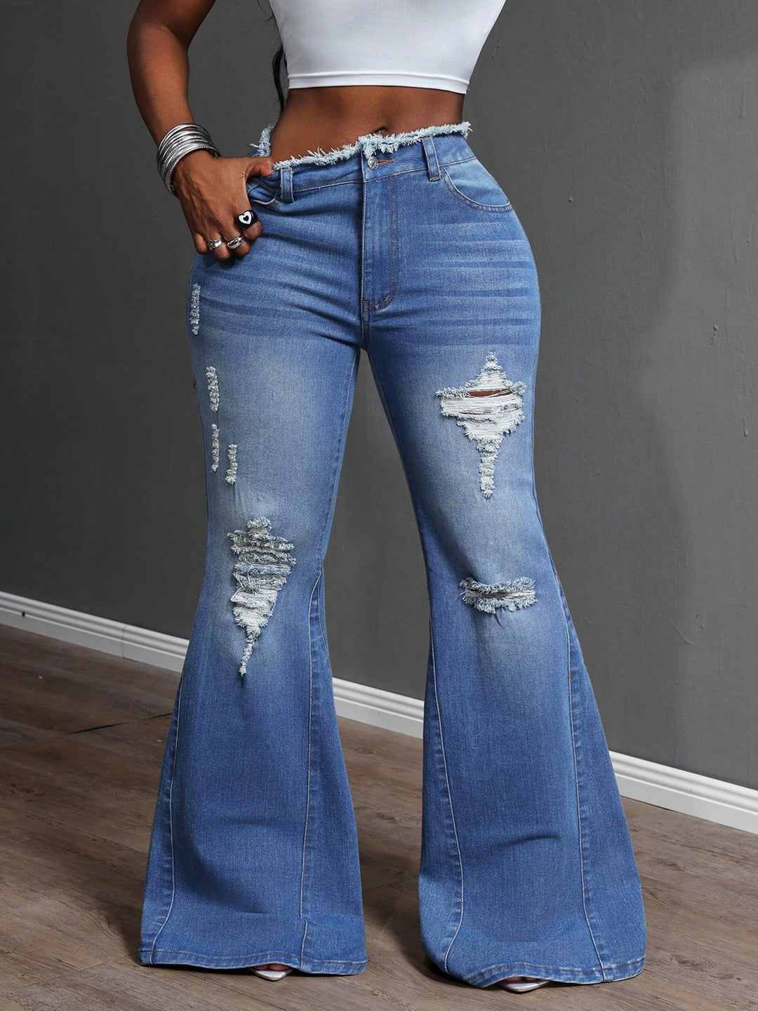 Kvinnors Bootcut Jeans med fransade detaljer Mirla-Eva Jonsson