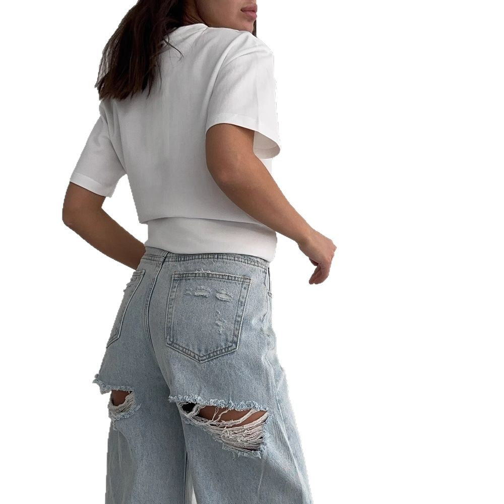 Kvinnors Boyfriend Jeans med trendiga Förstörda Element Mirla-Eva Jonsson