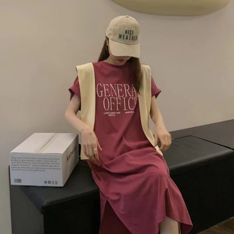 Kvinnors Casual T-Shirt Klänning med Kreativ Slogan Mirla-Eva Jonsson