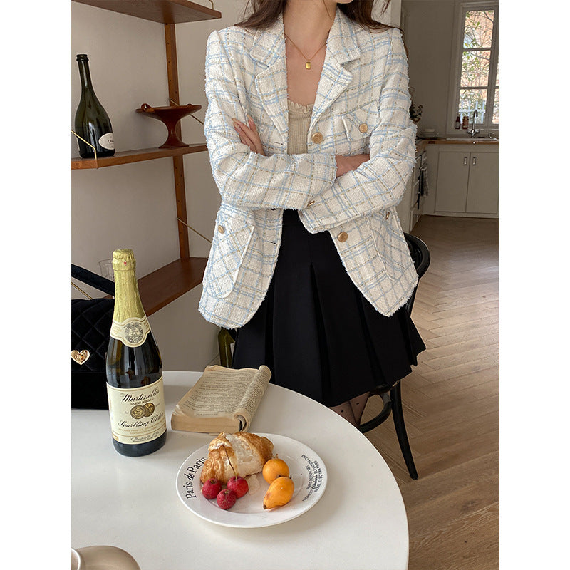 Kvinnors Chic Tweedjacka med Modeknapppaneler Mirla-Eva Jonsson