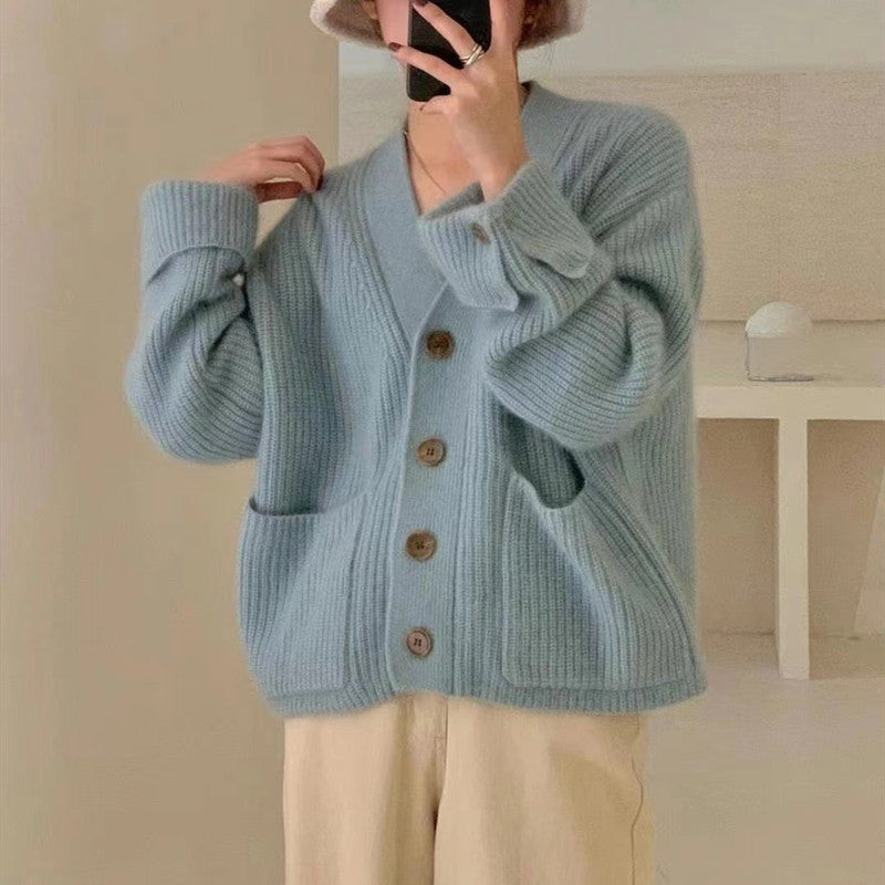Kvinnors Chunky Knit Kofta med Fickor Mirla-Eva Jonsson