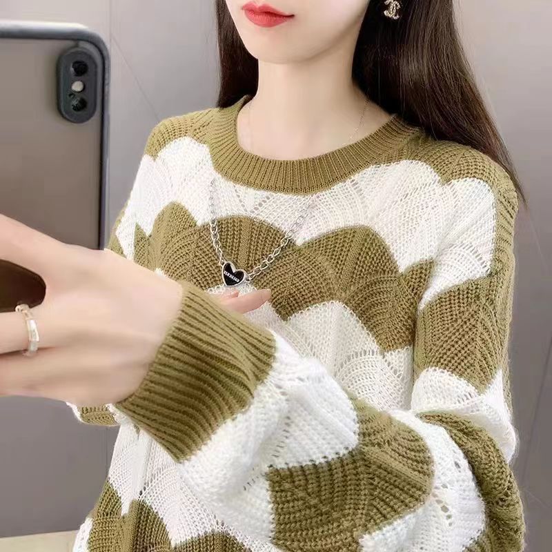 Kvinnors Chunky Knit Tröja med Våg Mönster Mirla-Eva Jonsson