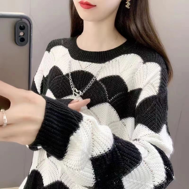 Kvinnors Chunky Knit Tröja med Våg Mönster Mirla-Eva Jonsson
