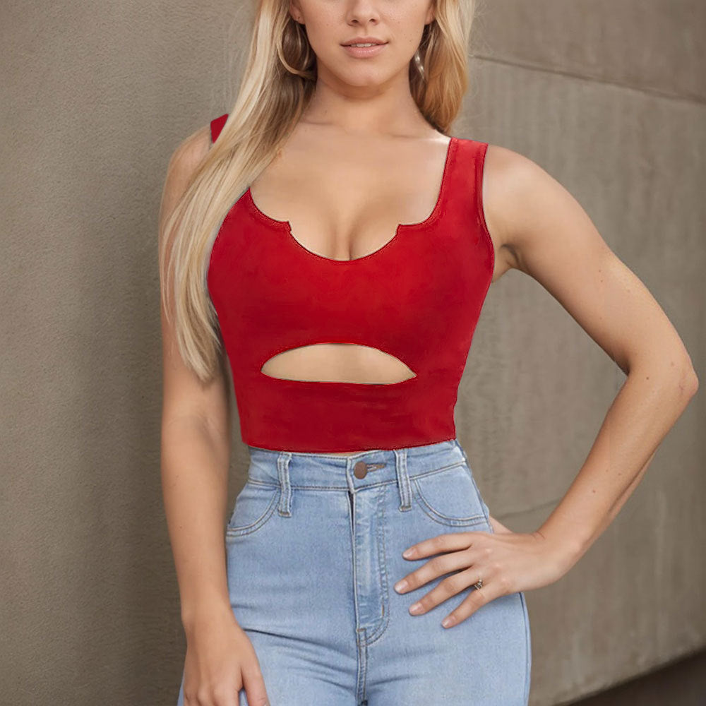Kvinnors Crop Top med moderiktig urtagning och djup V-hals Mirla-Eva Jonsson