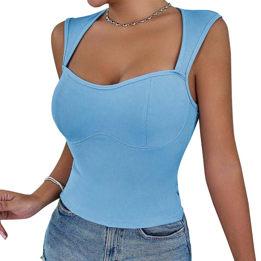 Kvinnors Crop Top med trendig ribbad design och smala band Mirla-Eva Jonsson