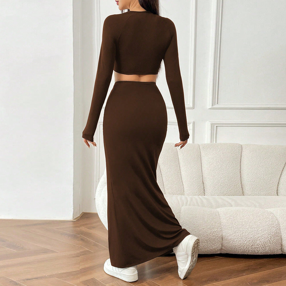 Kvinnors Crop Top och Maxi Kjol Set med Volanger Mirla-Eva Jonsson