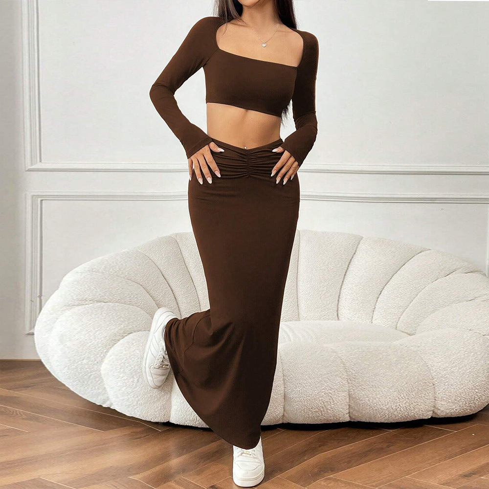 Kvinnors Crop Top och Maxi Kjol Set med Volanger Mirla-Eva Jonsson
