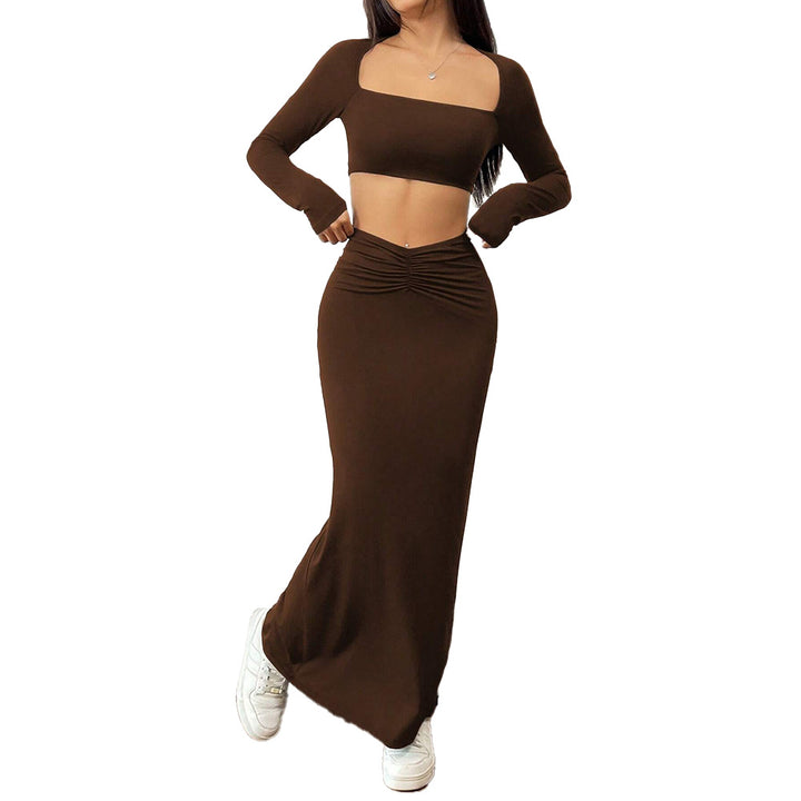 Kvinnors Crop Top och Maxi Kjol Set med Volanger Mirla-Eva Jonsson