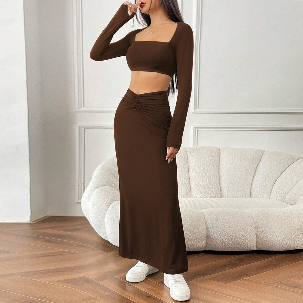 Kvinnors Crop Top och Maxi Kjol Set med Volanger Mirla-Eva Jonsson