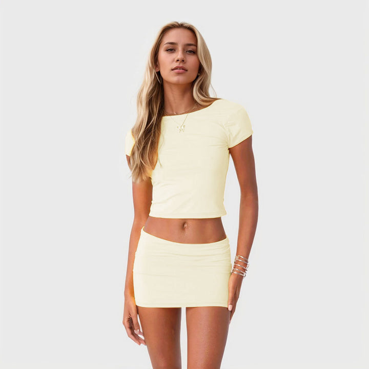Kvinnors Crop Top och Mini Kjol Set Mirla-Eva Jonsson