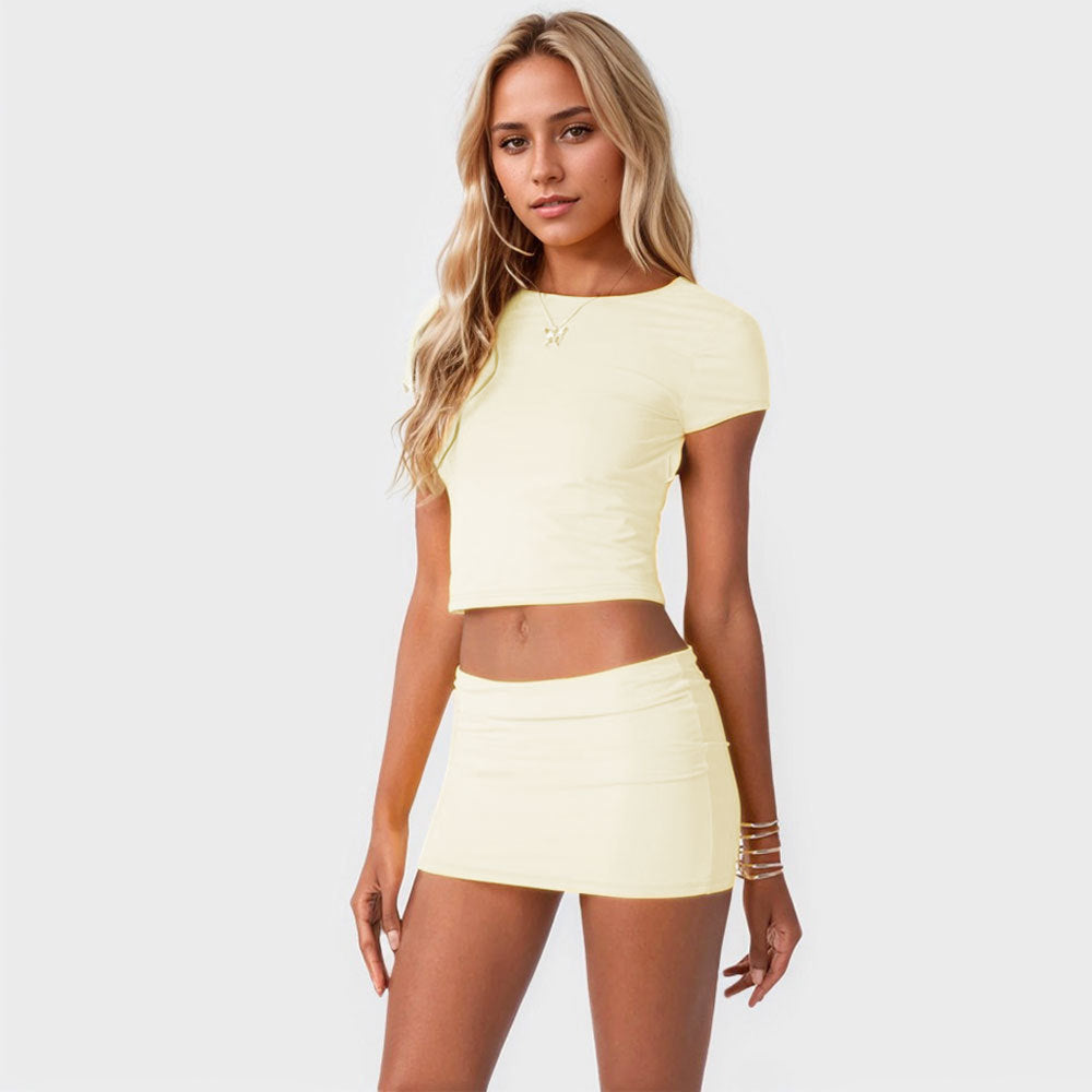 Kvinnors Crop Top och Mini Kjol Set Mirla-Eva Jonsson