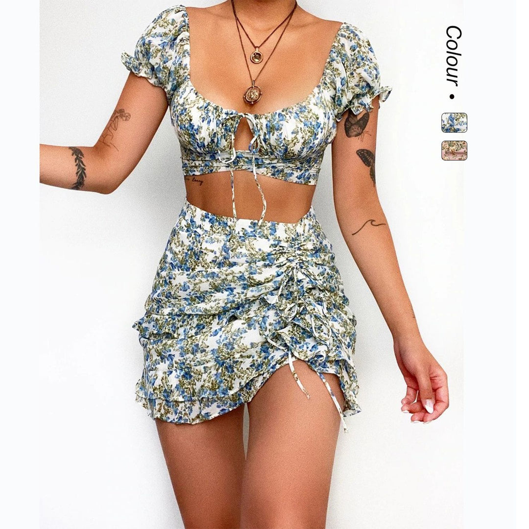 Kvinnors Crop Top och Mini Kjol Set Mirla-Eva Jonsson
