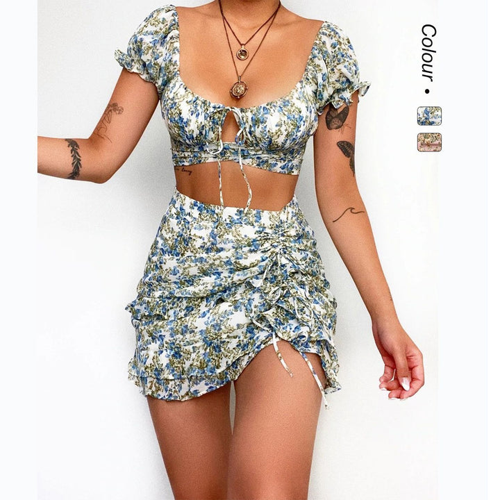 Kvinnors Crop Top och Mini Kjol Set Mirla-Eva Jonsson