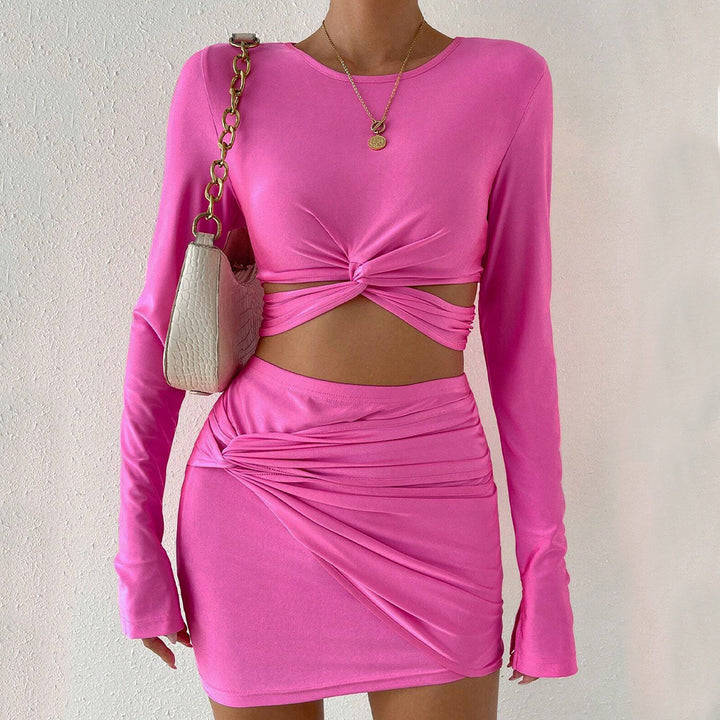 Kvinnors Crop Top och Mini Kjol Set med Volanger Mirla-Eva Jonsson