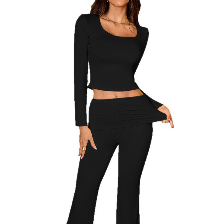 Kvinnors Crop Top och Utsvängda Byxor Set-Eva Jonsson