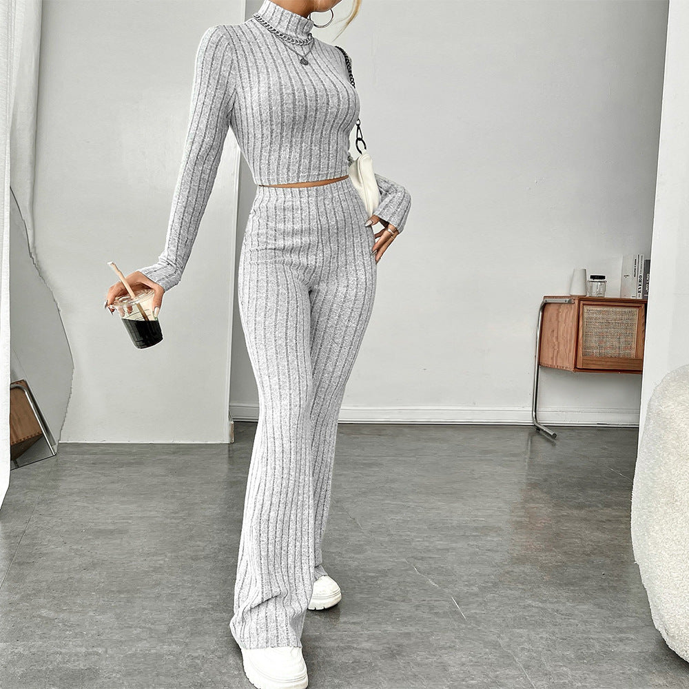 Kvinnors Cropped Tröja med Hög Midja och Vida Ben Mirla-Eva Jonsson