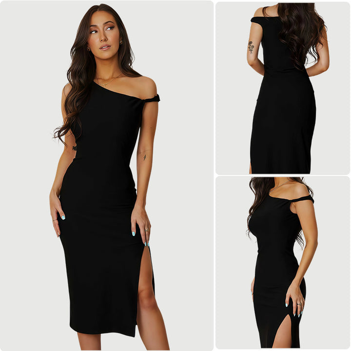 Kvinnors Cut-Out Maxi-klänning med asymmetrisk design och chic benöppning Mirla-Eva Jonsson