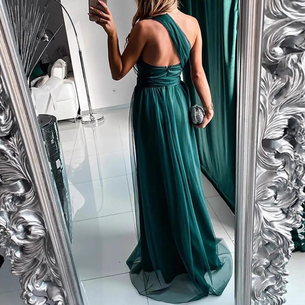 Kvinnors Elegant Aftonklänning med Off-Shoulder Urrigning och Hög Slits-Eva Jonsson