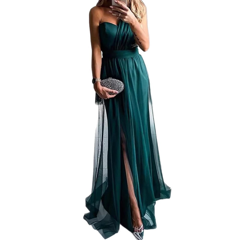 Kvinnors Elegant Aftonklänning med Off-Shoulder Urrigning och Hög Slits-Eva Jonsson