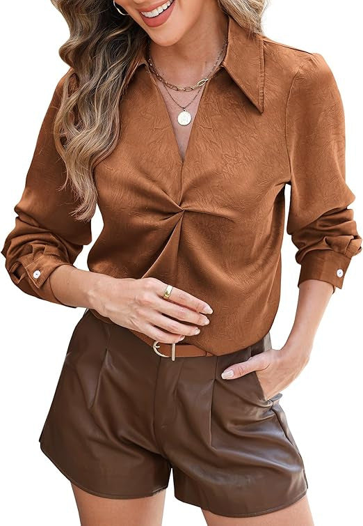 Kvinnors Elegant Blus med Stängda Manschetter och Twist Detalj Mirla-Eva Jonsson