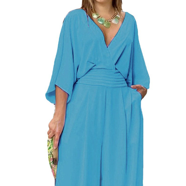 Kvinnors Elegant Högmidjad Jumpsuit med Bred Ben och Kimonoärmar Mirla-Eva Jonsson