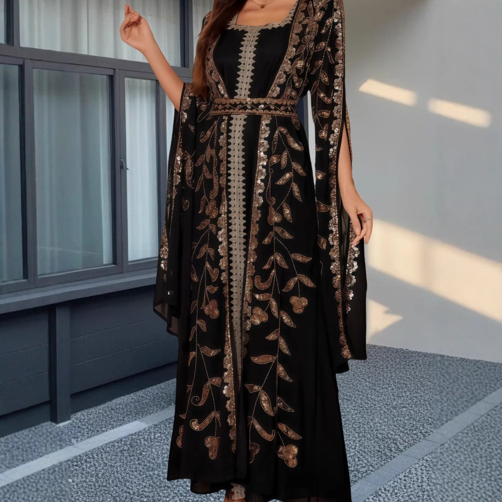 Kvinnors Elegant Kaftan Klänning med Utarbetad Broderi och Flödande Snitt-Eva Jonsson