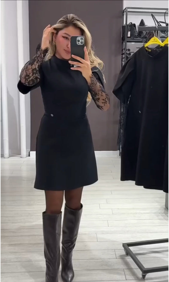 Kvinnors Elegant Klänning med Spets och Tajt Snitt Mirla-Eva Jonsson